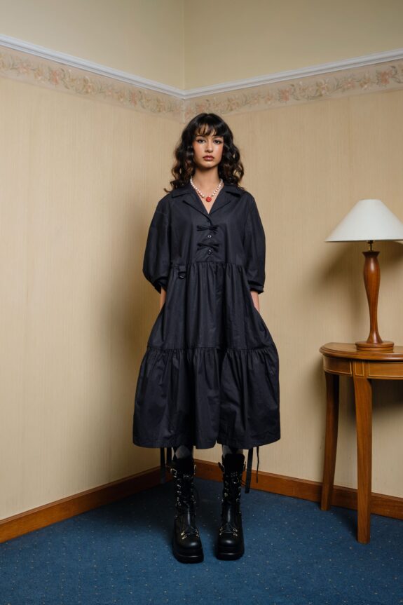 Tribute - Ribbon Tailored Poplin Dress